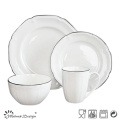 Venta al por mayor blanca de la cena de la porcelana 16PCS